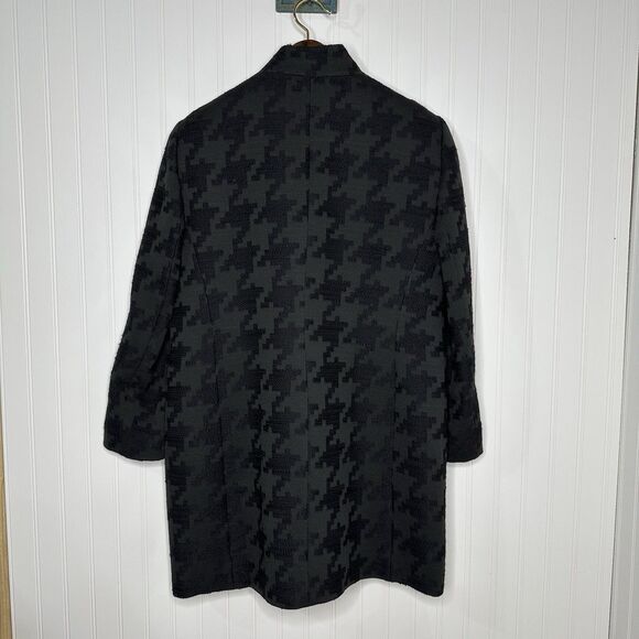 Louben Houndstooth Jacket Sz 16 Black Wool Blend Open Front Old Money Career - Picture 3 of 13
